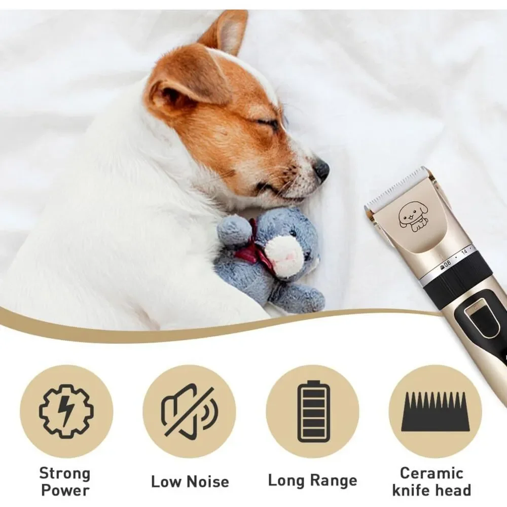 NEW Rechargeable Pet Grooming Clippers with 4 Guide Combs – Gold